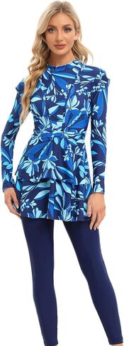 AWIBMK Muslim Swimsuits for Women Ruffled Full Coverage Swimwear Islamic Ladies Beachwear Swimming Burkini Hijab Swim Suit in Saudi Arabia