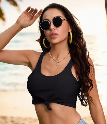 Balasami المرأة مغرفة رابطة عنق عقدة الجبهة المحاصيل الأعلى عالية الخصر أسفل مطبوعة رياضي Tankini ملابس السباحة مجموعة البكيني in Kuwait