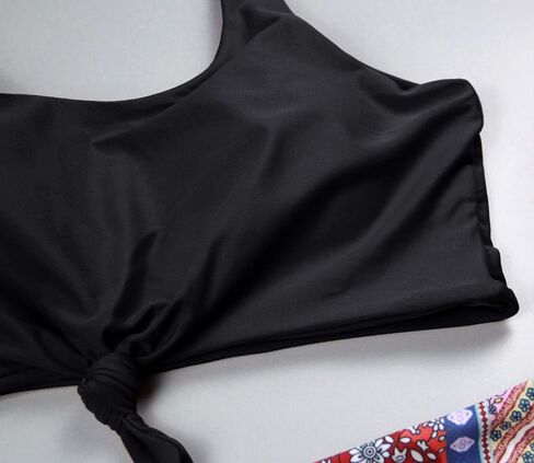 Balasami المرأة مغرفة رابطة عنق عقدة الجبهة المحاصيل الأعلى عالية الخصر أسفل مطبوعة رياضي Tankini ملابس السباحة مجموعة البكيني in Kuwait