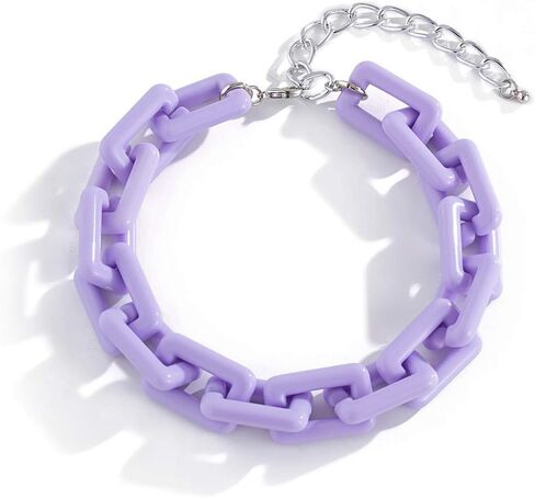 Colorful Chunky Resin Link Chain Necklaces Candy Color Acrylic Choker Dainty Lightweight Thick Punk Indie Y2k Paperclip Collar for Women Girls Jewelry in Kuwait