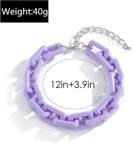 Colorful Chunky Resin Link Chain Necklaces Candy Color Acrylic Choker Dainty Lightweight Thick Punk Indie Y2k Paperclip Collar for Women Girls Jewelry in Kuwait