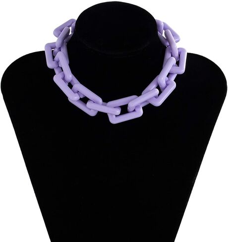 Colorful Chunky Resin Link Chain Necklaces Candy Color Acrylic Choker Dainty Lightweight Thick Punk Indie Y2k Paperclip Collar for Women Girls Jewelry in Kuwait