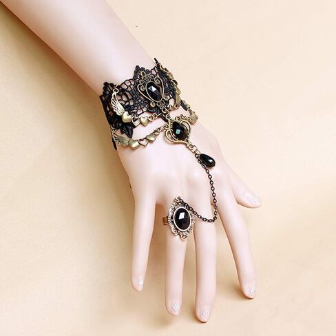 Youniker المختنق قلادة للنساء القوطية الأسود الدانتيل قلادة هالوين Steampunk زي حزب الشرير خمر الأميرة لوليتا الفيكتوري المختنق قلادة سلسلة مصاص دماء in Kuwait
