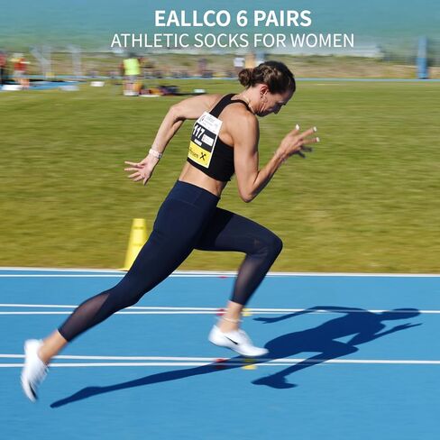 جوارب eallco النسائية للكاحل للجري ربع جوارب رياضية رياضية مبطنة 6 أزواج in Kuwait