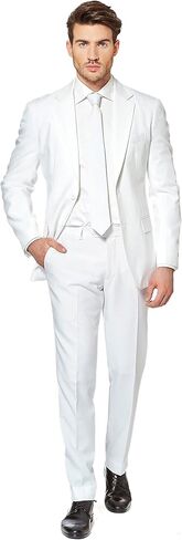 بدلة حفلات البكالوريوس المجنونة ذات الألوان الصلبة للرجال، تتضمن سترة وسروالًا وربطة عنق مطابقة in Kuwait