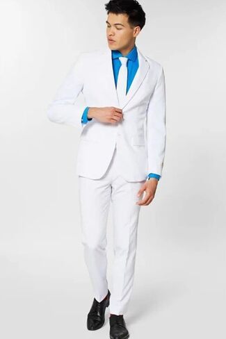 بدلة حفلات البكالوريوس المجنونة ذات الألوان الصلبة للرجال، تتضمن سترة وسروالًا وربطة عنق مطابقة in Kuwait