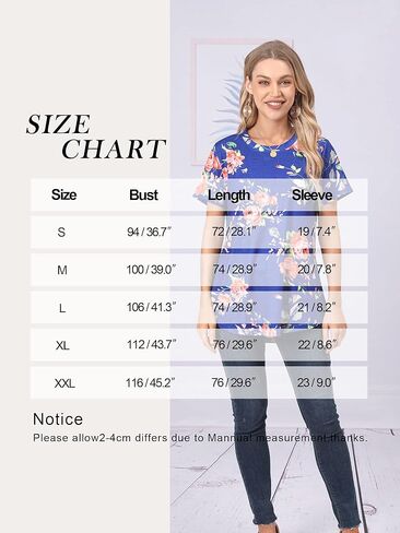 Ezcosplay Womens Tunic Tops Short Sleeve Summer Floral Print Casual Asymmetric Hem Tunic Shirts to Wear with Leggings in Kuwait