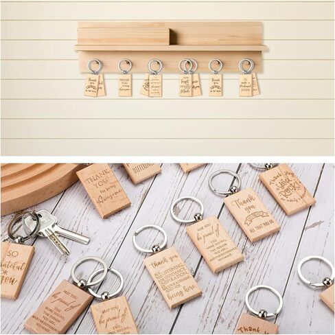 Queekay 50 Pcs Christmas Employee Thank You Gift for Women Appreciation Gifts Employee Gifts Wooden Keychain Blanks Wooden Key Ring Blank Keychains for Coworker Nurse Teacher Worker in Saudi Arabia