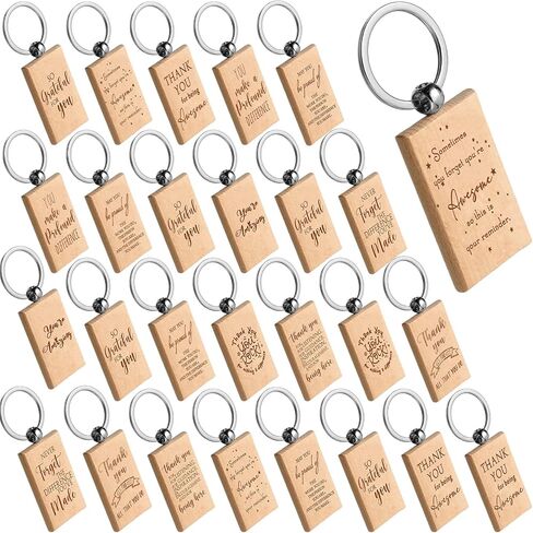 Queekay 50 Pcs Christmas Employee Thank You Gift for Women Appreciation Gifts Employee Gifts Wooden Keychain Blanks Wooden Key Ring Blank Keychains for Coworker Nurse Teacher Worker in Saudi Arabia