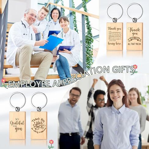 Queekay 50 Pcs Christmas Employee Thank You Gift for Women Appreciation Gifts Employee Gifts Wooden Keychain Blanks Wooden Key Ring Blank Keychains for Coworker Nurse Teacher Worker in Saudi Arabia