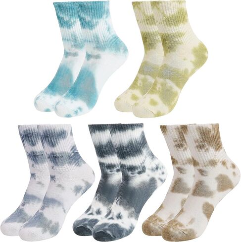 جوارب Bienvenu Tie-Dye للرجال من عمر 9 إلى 12 عامًا، جوارب رياضية للجري والمشي لمسافات طويلة للرجال، 5 عبوات من الجوارب القطنية غير الرسمية المصبوغة in Saudi Arabia