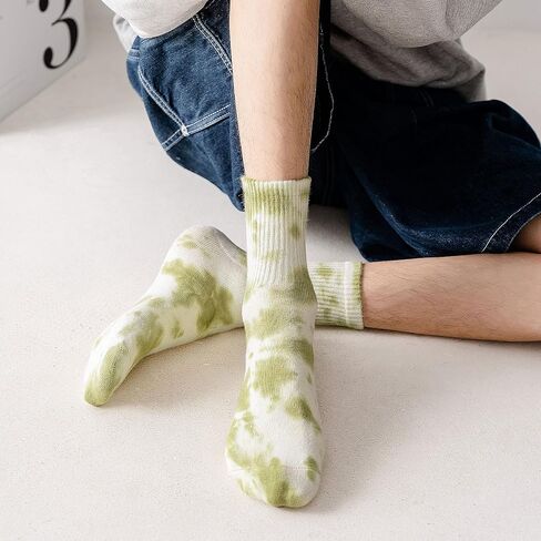 جوارب Bienvenu Tie-Dye للرجال من عمر 9 إلى 12 عامًا، جوارب رياضية للجري والمشي لمسافات طويلة للرجال، 5 عبوات من الجوارب القطنية غير الرسمية المصبوغة in Saudi Arabia