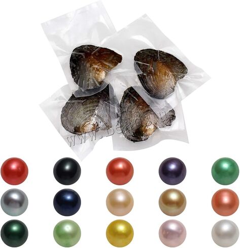 Freshwater Cultured Oysters with Pearl Inside Love Wish and Lucky Mixed Five Colors Round Pearls 50PC (7-8mm) in Saudi Arabia