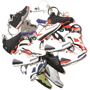 4Hrse - Retro Shoe Rubber Sneaker Key chains Birthday Party Favors Fun Gifts Hype Props Celebration Decoration Kids Mystery Goodie Bag Prizes (Random Pack of 10)