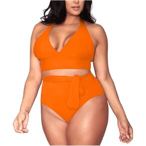 Sovoyontee Women's Plus Size High Waisted Tummy Control Swimwear Swimsuit Full Coverage in Saudi Arabia