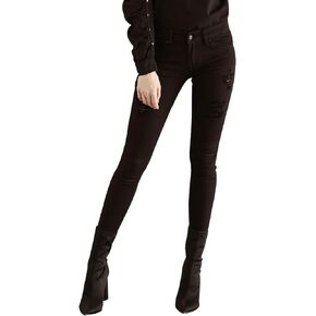 Kan Can Women's Low Rise Ankle Skinny Jeans - Distressed - KC6050