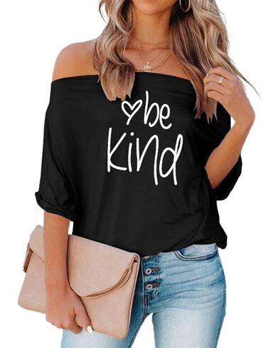 REVETRO Women's Off Shoulder Tops Summer Loose Short Batwing Sleeve Shirts Casual T Shirt Tunic Blouse… in Kuwait