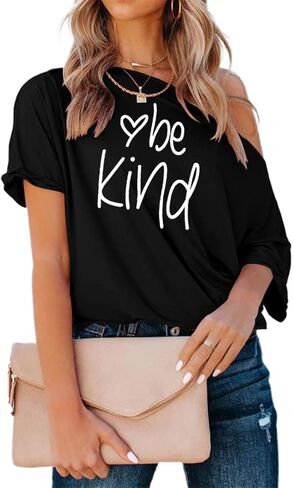 REVETRO Women's Off Shoulder Tops Summer Loose Short Batwing Sleeve Shirts Casual T Shirt Tunic Blouse… in Kuwait