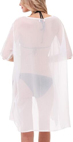 Soul Young Sheer Cover Ups for Swimwear Women White Kimono Beach Coverup Black in Kuwait