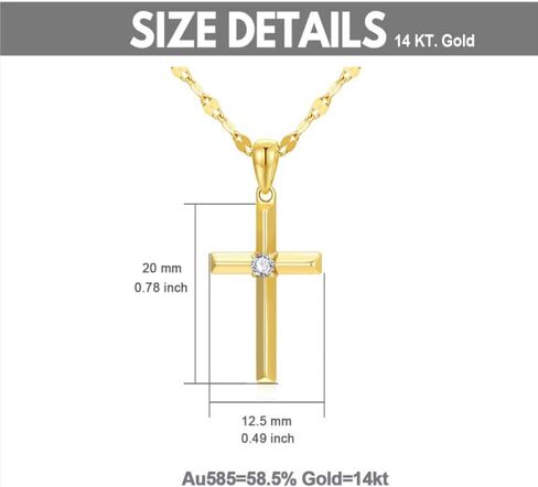 SISGEM 14k Gold Diamond Cross Necklace for Women, Real Gold Lip Chain with Cross Pendant, Religious Jewelry Gifts for Her, (0.05ct) 18 Inch in Saudi Arabia