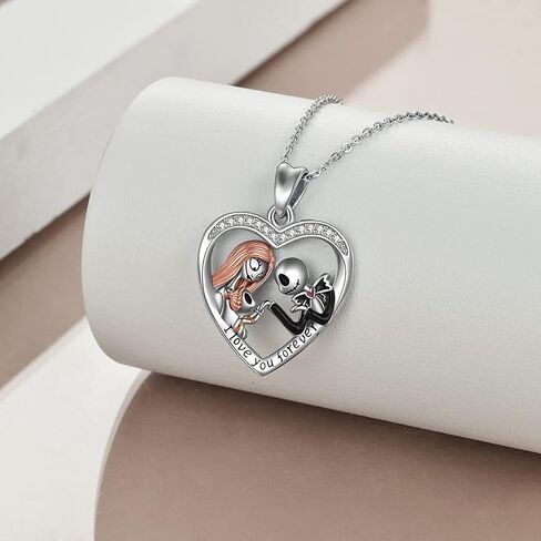 Aoyosic Nightmare Necklace Gifts Sterling Silver Jack Infinity Heart Family Pendant I Love You Forever Skull Jewelry Birthday Gifts for Women Wife Daughter Girlfriend Gothic Jewelry Christmas Gifts in Saudi Arabia