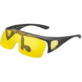 LEICO FASHION Polarized Sunglasses Fit Over Prescription Glasses for Men Women Flip Up Shield Wrap Around Driving Shades