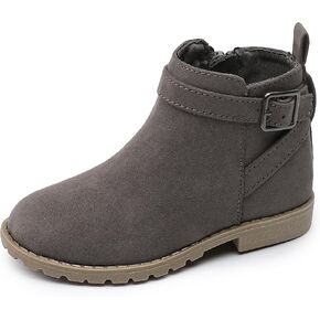 HOMEHOT Girls Ankle Boots Suede Leather Side Zipper Low Heels short (toddler/littile kids)