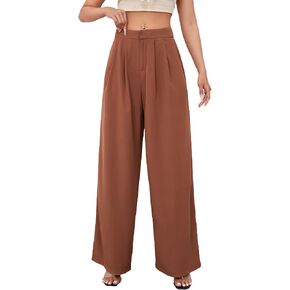 Floerns Women's Casual High Waisted Pleated Wide Leg Palazzo Pants Trousers in Saudi Arabia