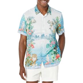 GUESS Men's Short Sleeve Eco Rayon Paradise Shirt in Kuwait