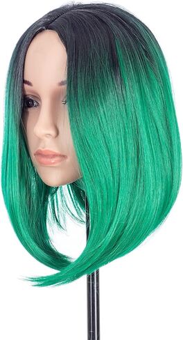 SWACC Ombre Colors Straight Short Hair Bob Wig Synthetic Colorful Cosplay Daily Party Flapper Wig for Women with Wig Cap (Dark Copper Red) in Saudi Arabia