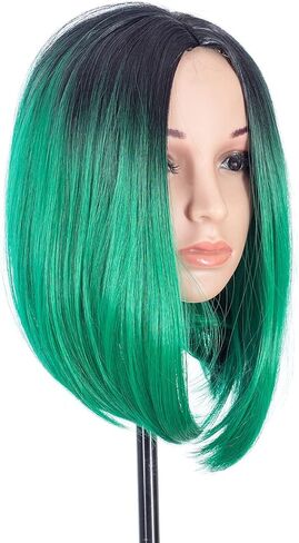 SWACC Ombre Colors Straight Short Hair Bob Wig Synthetic Colorful Cosplay Daily Party Flapper Wig for Women with Wig Cap (Dark Copper Red) in Saudi Arabia