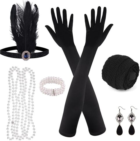 مجموعة إكسسوارات Great Gatsby من FEPITO من العشرينيات للنساء وعصابة رأس فلابر in Saudi Arabia