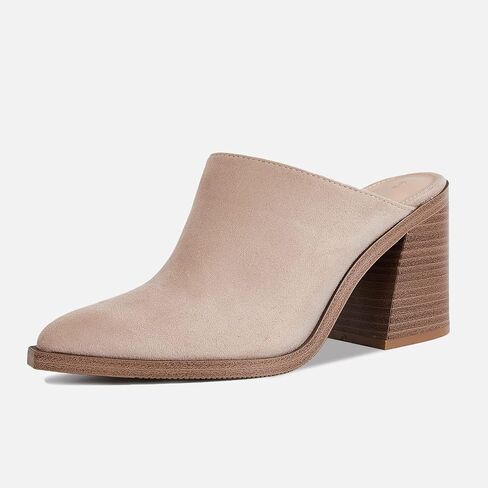 JeimPoey Womens Chunky Heels Mules Pointed Closed Toe Heeled Sandals Backless Stacked Block Heel Slip-on Booties in Saudi Arabia