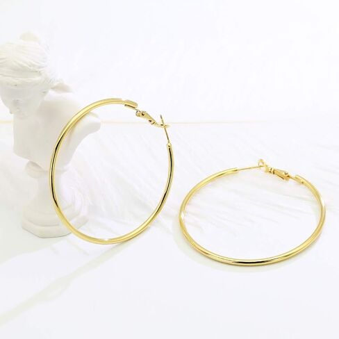 Rugewelry 925 Sterling Silver Hoop Earrings,18K Gold Plated Polished Round Hoop Earrings For Women,Girls' Gifts in Saudi Arabia