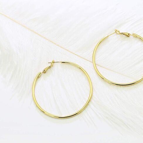 Rugewelry 925 Sterling Silver Hoop Earrings,18K Gold Plated Polished Round Hoop Earrings For Women,Girls' Gifts in Saudi Arabia