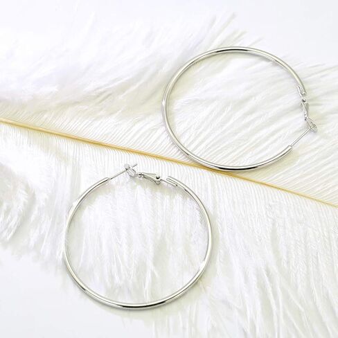 Rugewelry 925 Sterling Silver Hoop Earrings,18K Gold Plated Polished Round Hoop Earrings For Women,Girls' Gifts in Kuwait