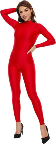 Kepblom Womens Turtleneck Long Sleeve Dance Unitard One Piece Full Bodysuit Costumes in Kuwait