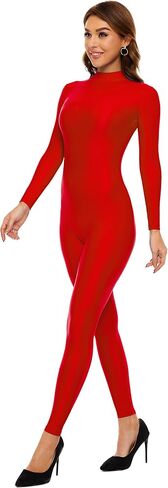 Kepblom Womens Turtleneck Long Sleeve Dance Unitard One Piece Full Bodysuit Costumes in Kuwait