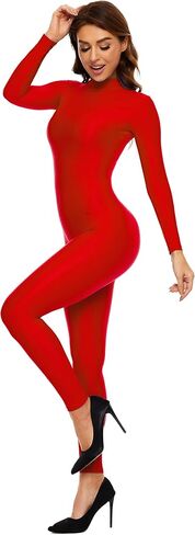 Kepblom Womens Turtleneck Long Sleeve Dance Unitard One Piece Full Bodysuit Costumes in Kuwait