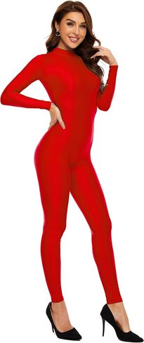 Kepblom Womens Turtleneck Long Sleeve Dance Unitard One Piece Full Bodysuit Costumes in Kuwait