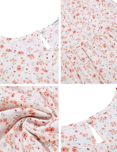 فستان Flypigs للفتيات مزين بالزهور وأكمام مكشكشة فستان صيفي كاجوال فضفاض لعمر 3-12 سنة in Kuwait