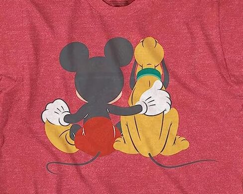 Disney Mickey and Pluto Best Friends Adult T-Shirt(Heather Red,XXL) in Saudi Arabia