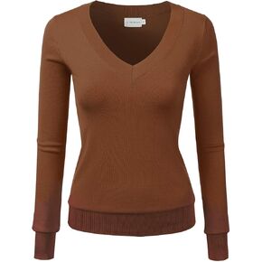 JJ Perfection Women's Simple V-Neck Pullover Soft Knit Sweater in Saudi Arabia