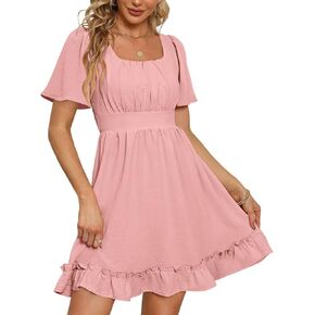 WEESO Summer Dresses for Women 2023 Casual Square Neck Floral Cottagecore Dress