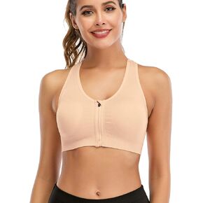 Women's Zip Front Sports Bra Wireless Post-Surgery Bra Active Yoga Sports Bras in Saudi Arabia