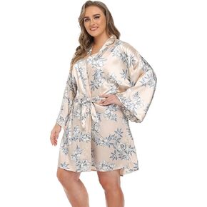 iFigure Women's Plus Size Satin Robes Short Dressing Gown Party Robes in Saudi Arabia