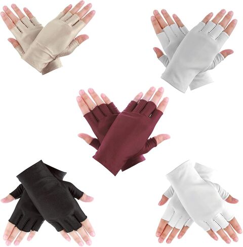 5Pairs Summer Fingerless Gloves Half Finger Sun Protection Gloves Manicure Gloves Summer Outdoor Gloves for Women in Saudi Arabia