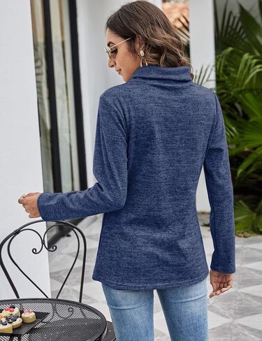 Romanstii Quarter Zip Sweatshirt for Women Fall Long Sleeve Cowl Neck Top 2024 Fashion Pullover with Pockets in Saudi Arabia