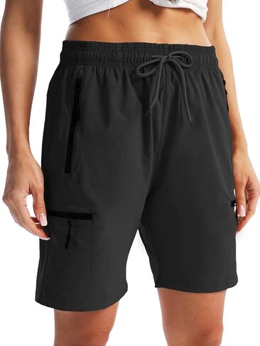 Women's Hiking Cargo Shorts with Zipper Pockets Quick Dry Lightweight Summer Shorts for Women Golf Travel in Kuwait