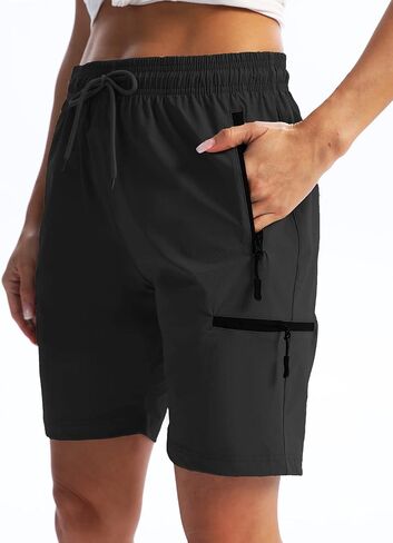 Women's Hiking Cargo Shorts with Zipper Pockets Quick Dry Lightweight Summer Shorts for Women Golf Travel in Kuwait